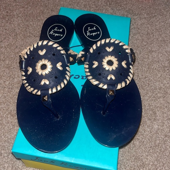 Jack Rogers Shoes - Jack Rogers Navy and Gold Jelly Sandals
